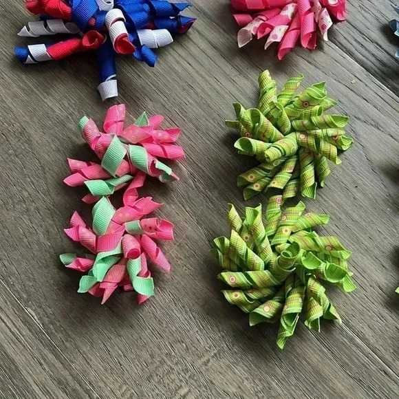✨2/$30✨HANDMADE Hair Bows | Colourful handmade Korker bows pack of 12 - Picture 3 of 7